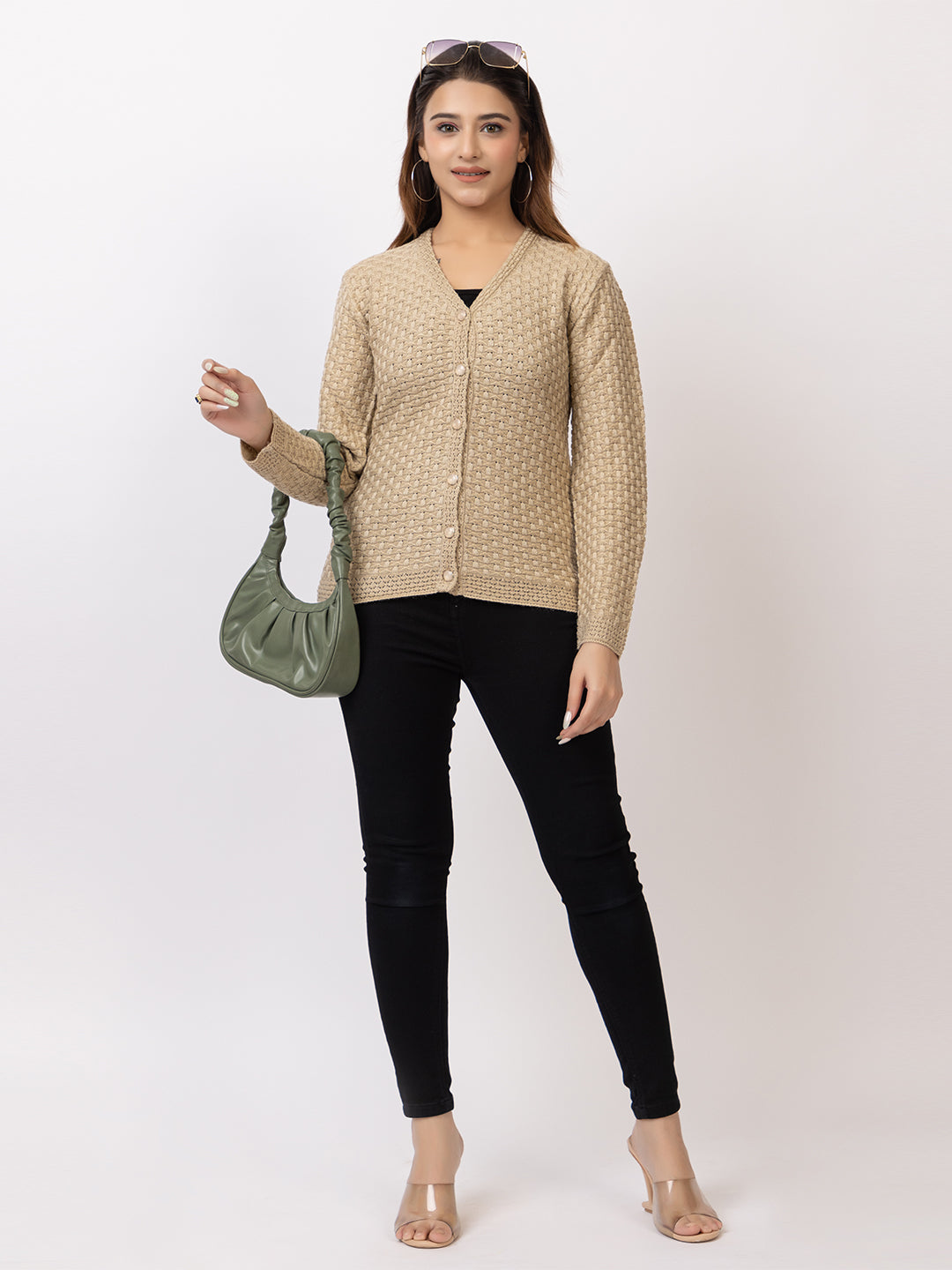 2388 Fawn V neck Cardigan winter wear TWENTY ME