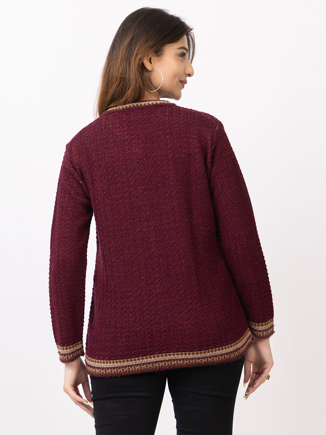 2861 Wine Crew Neck Cardigan winter wear TWENTY ME