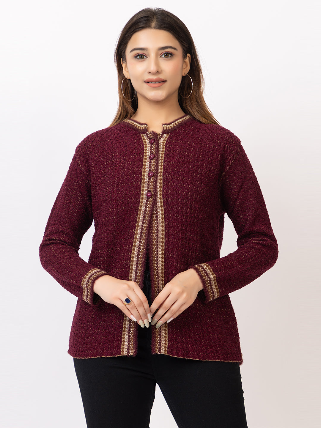 2861 Wine Crew Neck Cardigan winter wear TWENTY ME