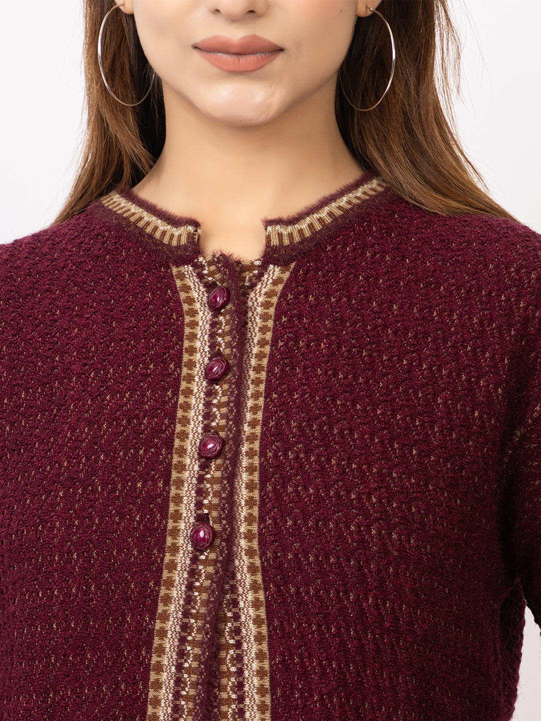 2861 Wine Crew Neck Cardigan winter wear TWENTY ME