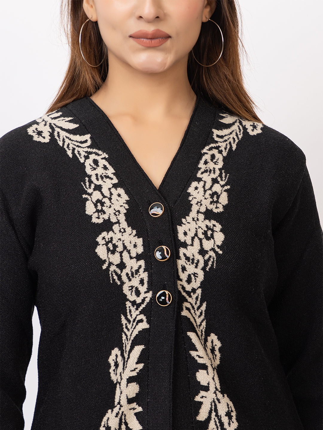 2867 Black V Neck Cardigan winter wear TWENTY ME