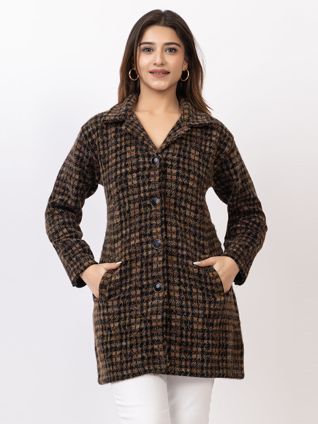 4676 Mustard Checked Coat Winter Wear TWENTY ME