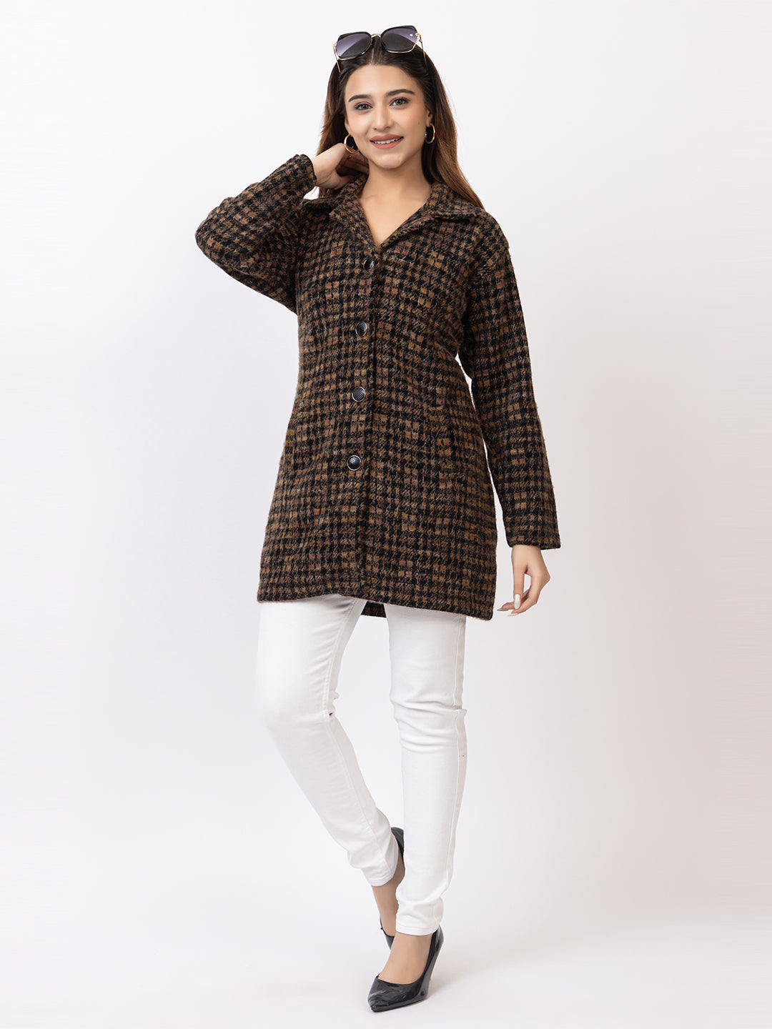 4676 Mustard Checked Coat Winter Wear TWENTY ME