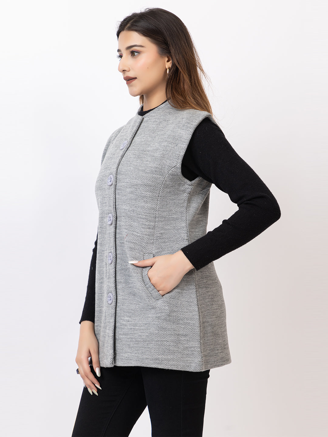 4434 Grey Sleevless Nehru Jacket Twenty Me Winter Wear