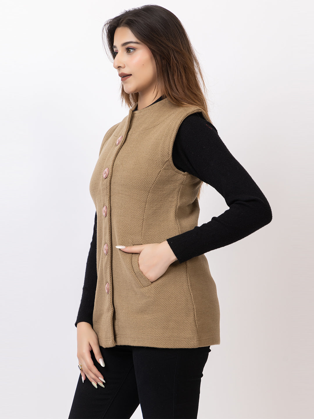 4434 Camel Sleevless Nehru Jacket Twenty Me Winter Wear