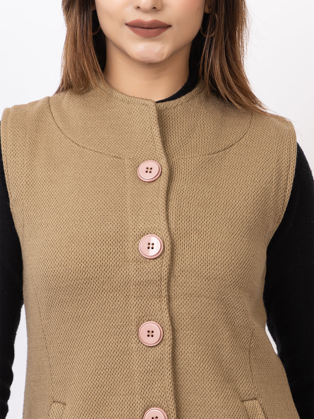 4434 Camel Sleevless Nehru Jacket Twenty Me Winter Wear