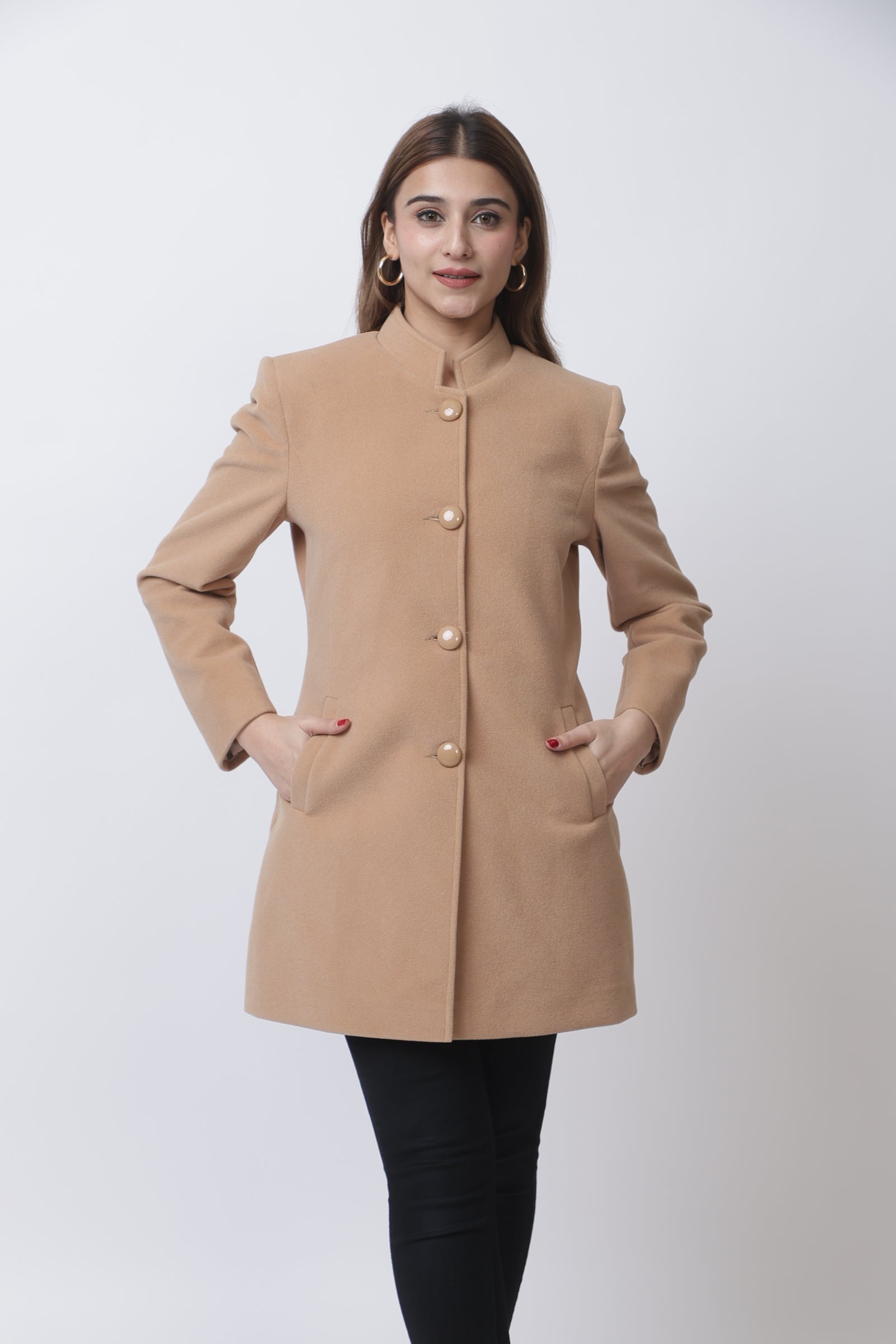 4126 Camel Wool Blend Long Blazer Winter wear TWENTY ME