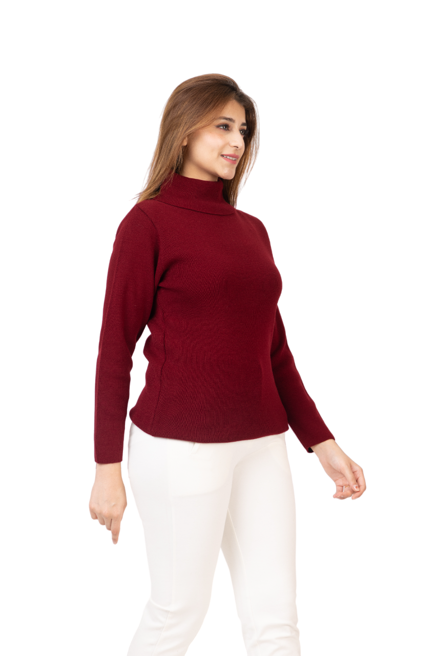 6041 Maroon Soft And Warm High Neck Skivvy Winter Wear TWENTY ME