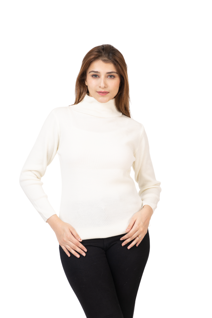 6041 Off White Soft And Warm High Neck Skivvy Winter Wear TWENTY ME