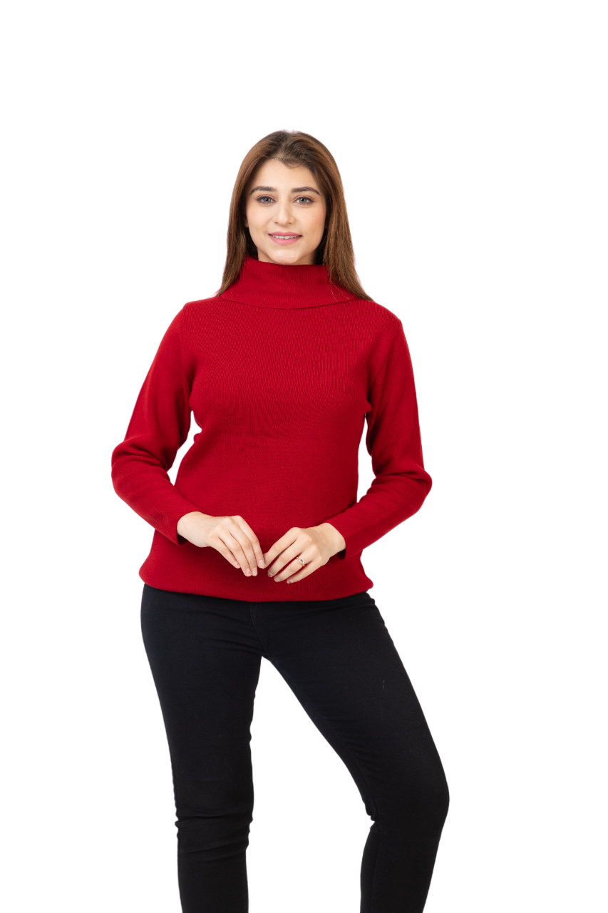 6041 Red Soft And Warm High Neck Skivvy Winter Wear TWENTY ME