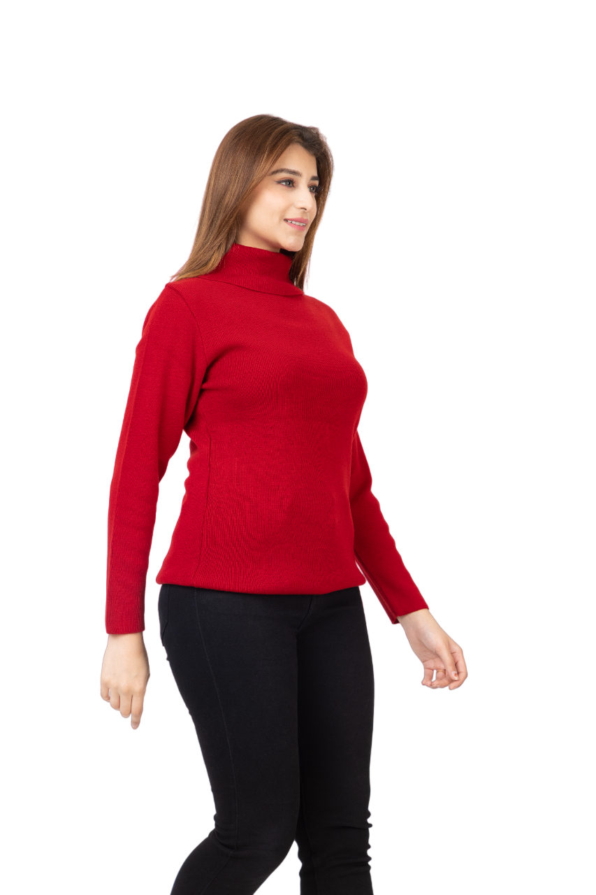 6041 Red Soft And Warm High Neck Skivvy Winter Wear TWENTY ME