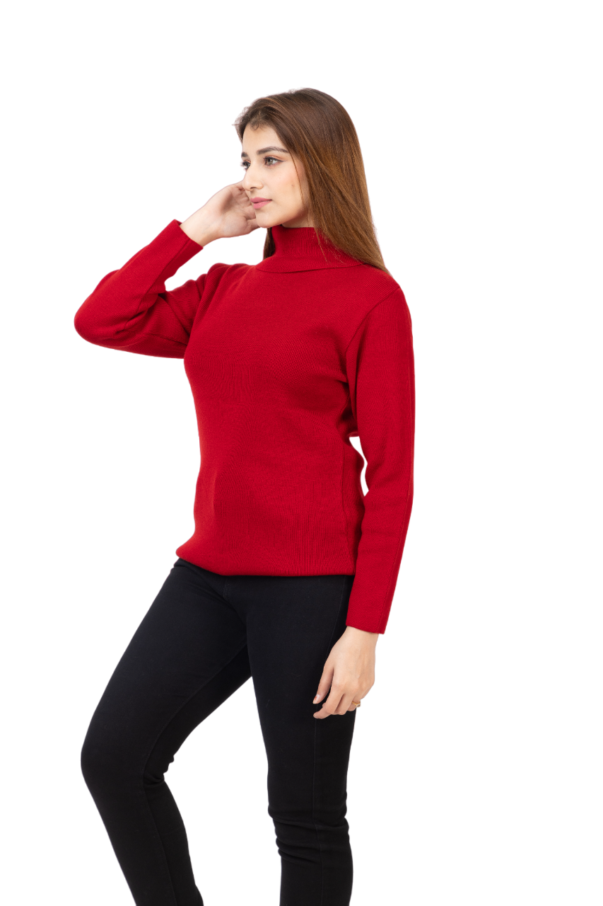 6041 Red Soft And Warm High Neck Skivvy Winter Wear TWENTY ME