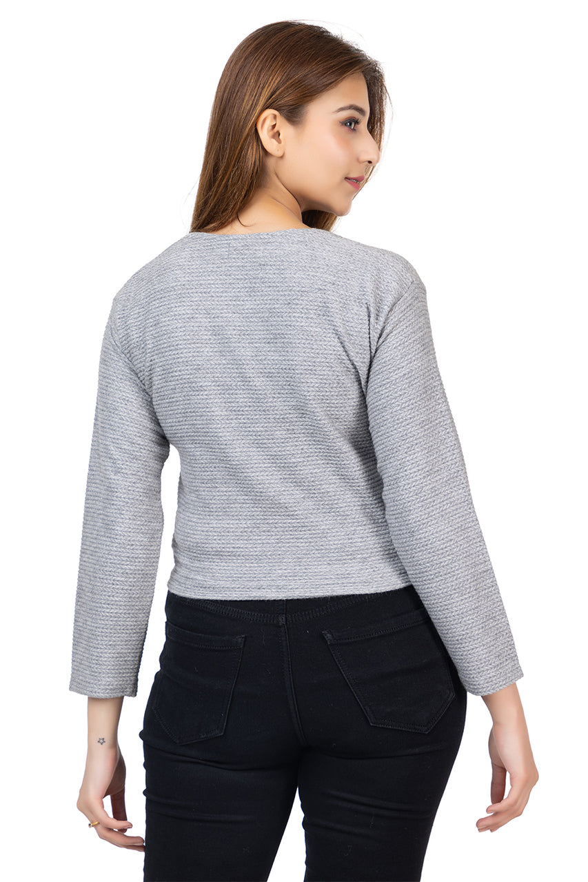 6587 Grey Soft Wool Full Sleeve Winter Top TWENTY ME