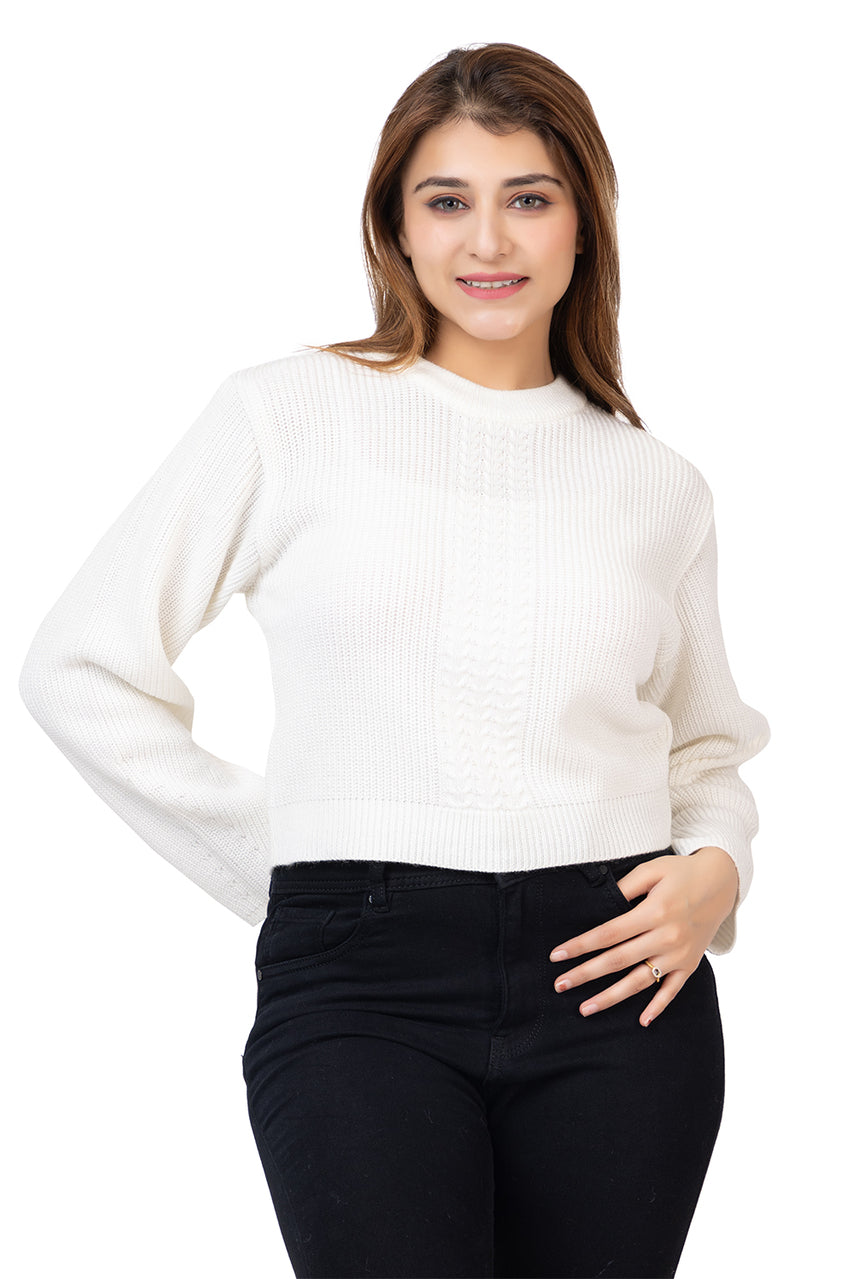 6594 White Woolen Top Winter Wear TWENTY ME