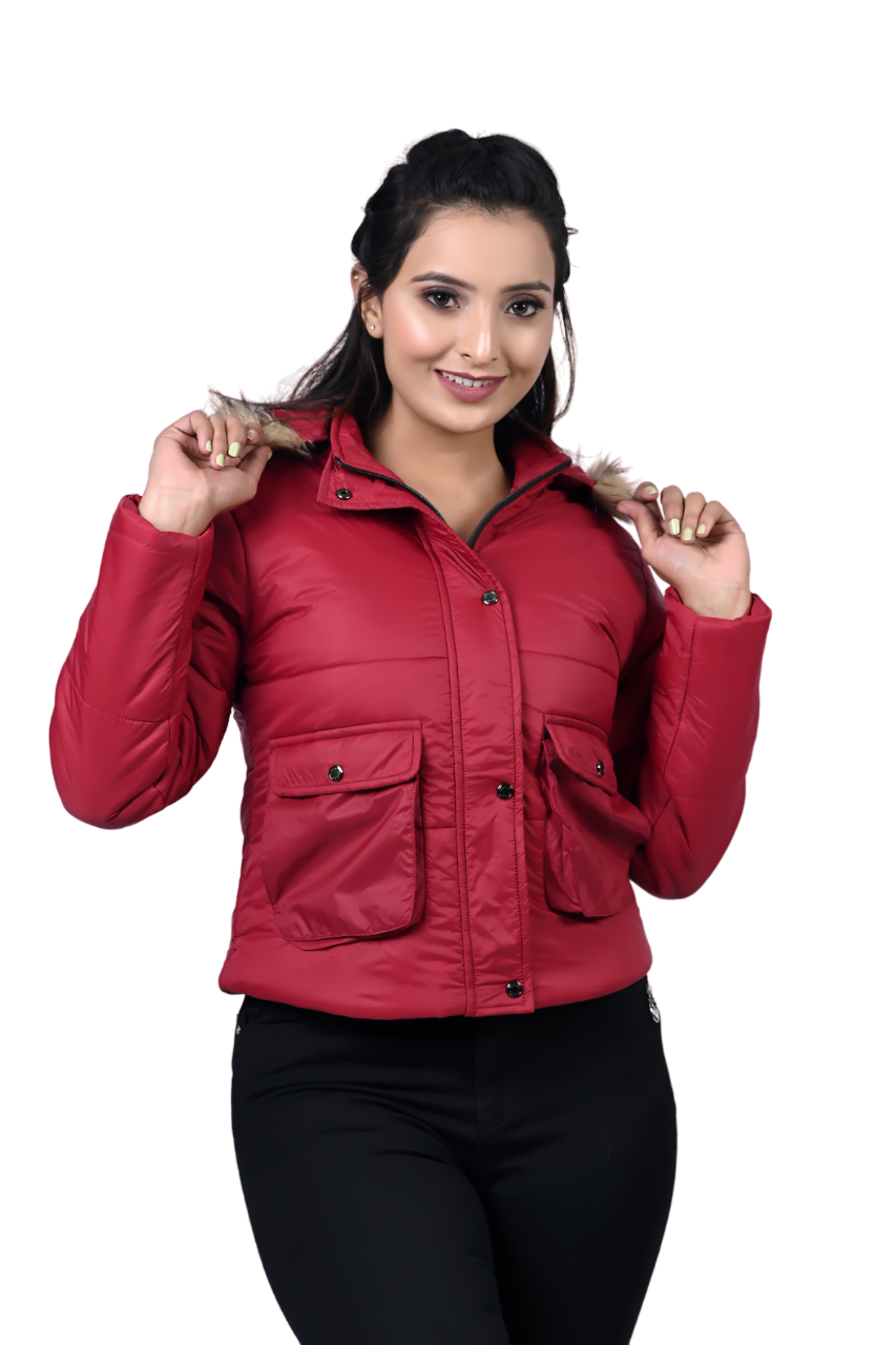 8013 Red Full Sleeve Hooded With Zip Jacket Winter Wear TWENTY ME