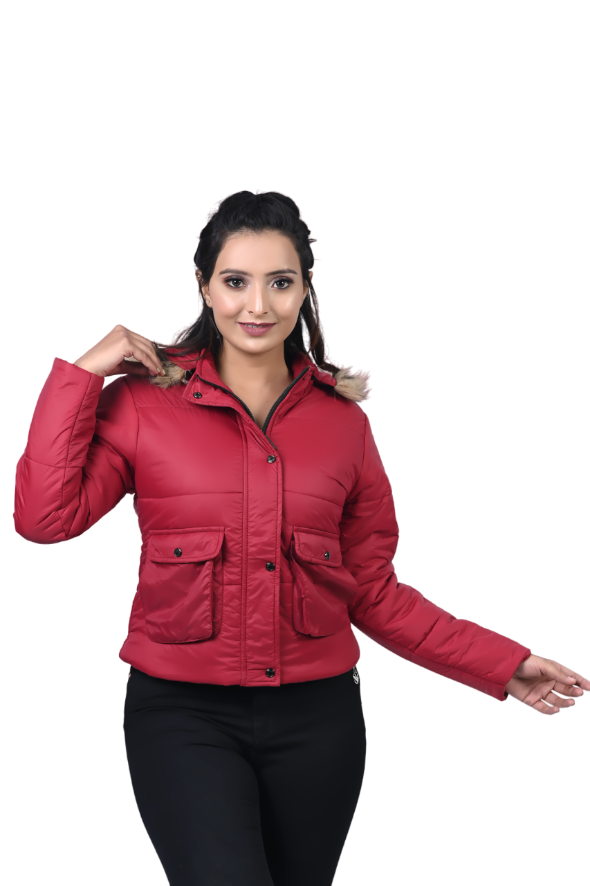 8013 Red Full Sleeve Hooded With Zip Jacket Winter Wear TWENTY ME