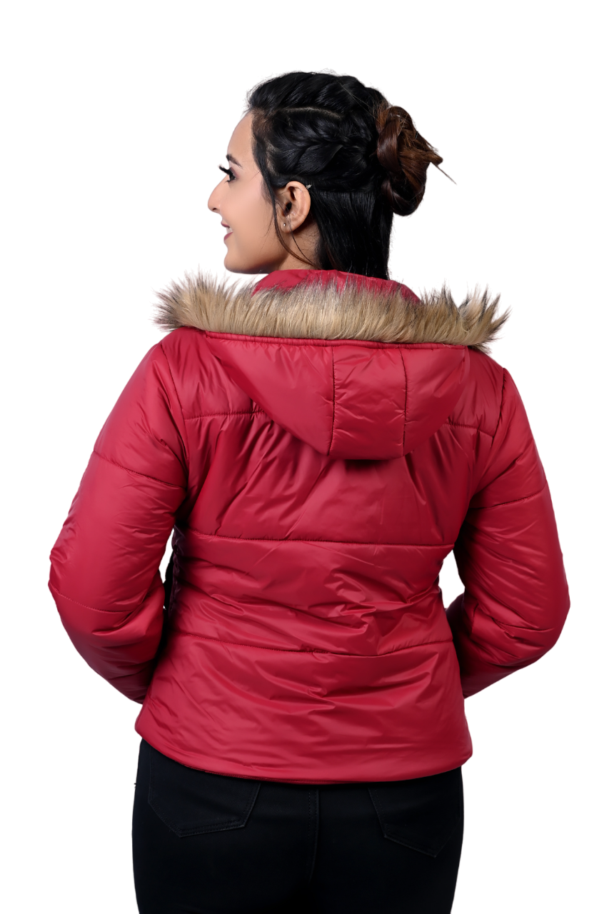 8013 Red Full Sleeve Hooded With Zip Jacket Winter Wear TWENTY ME