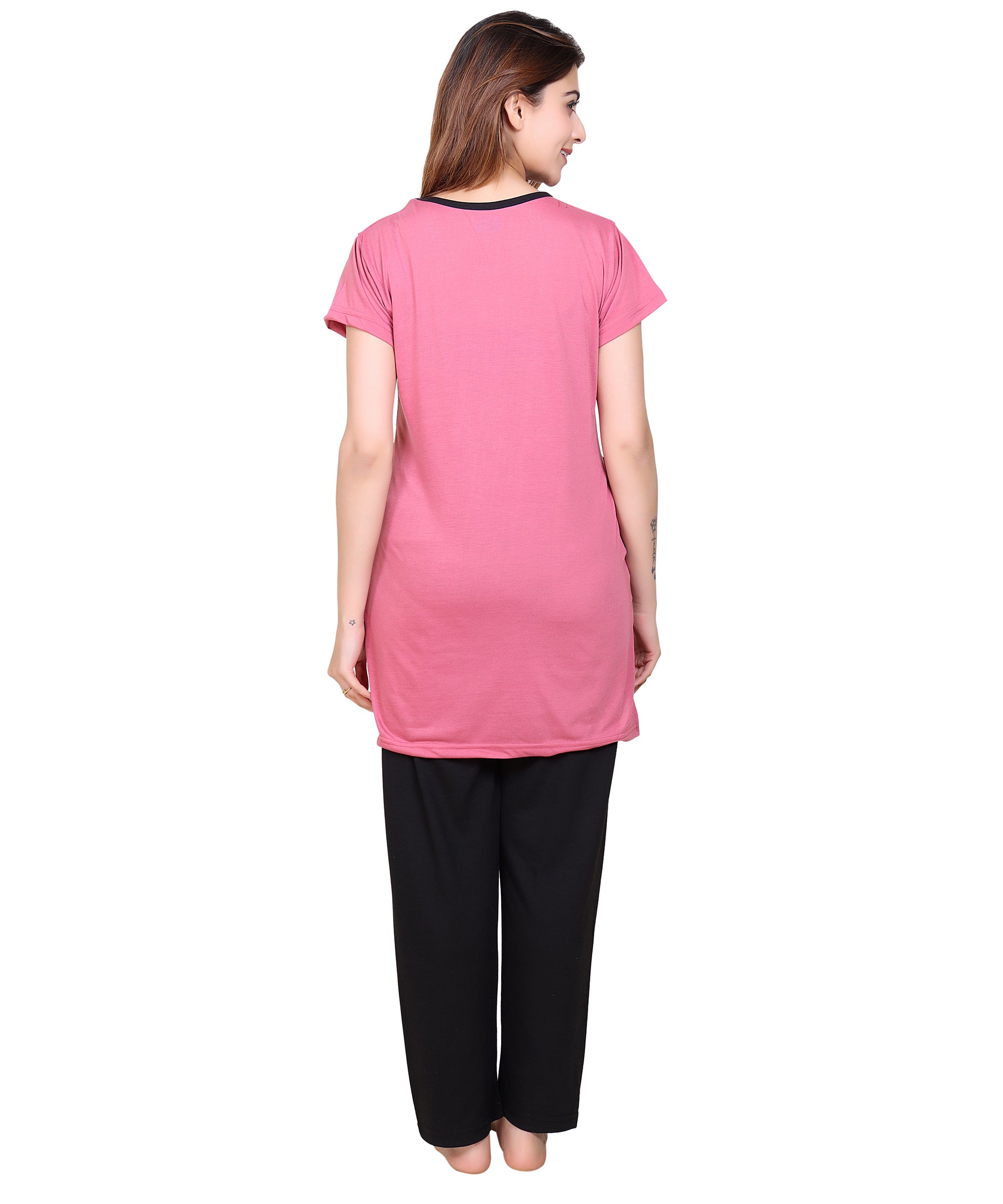 VR-504 D.Pink Round Neck Night Suit Summer Wear TWENTY ME